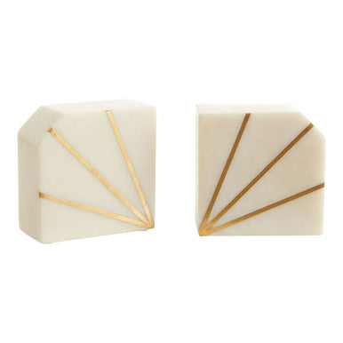 White Marble and Gold Bookends