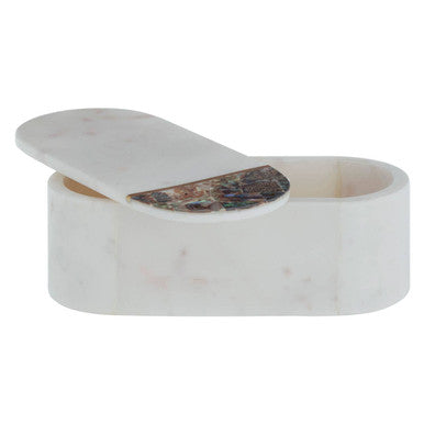 White Marble and Paua Shell Trinket Box