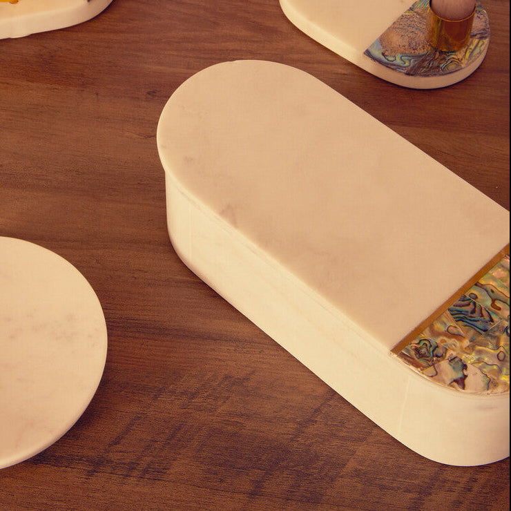 White Marble and Paua Shell Trinket Box