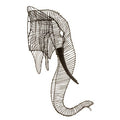 Steel Wire Elephant Head Wall Sculpture
