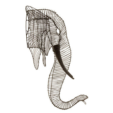 Steel Wire Elephant Head Wall Sculpture