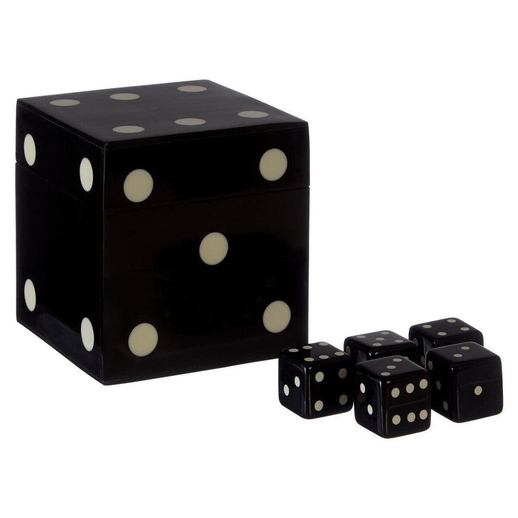Black and White Dice Box with 5 Dice