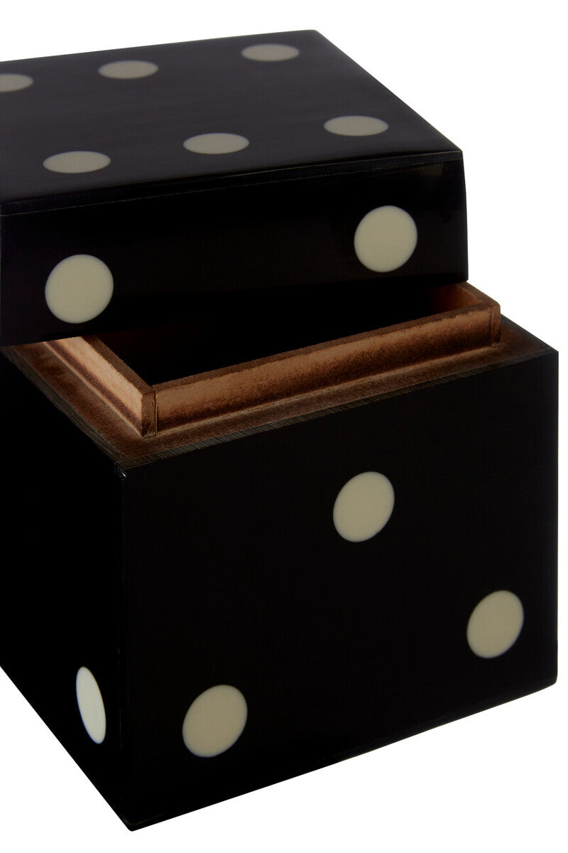 Black and White Dice Box with 5 Dice