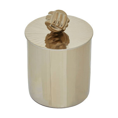 Gold Metal Large Trinket Box with Vertical Texture