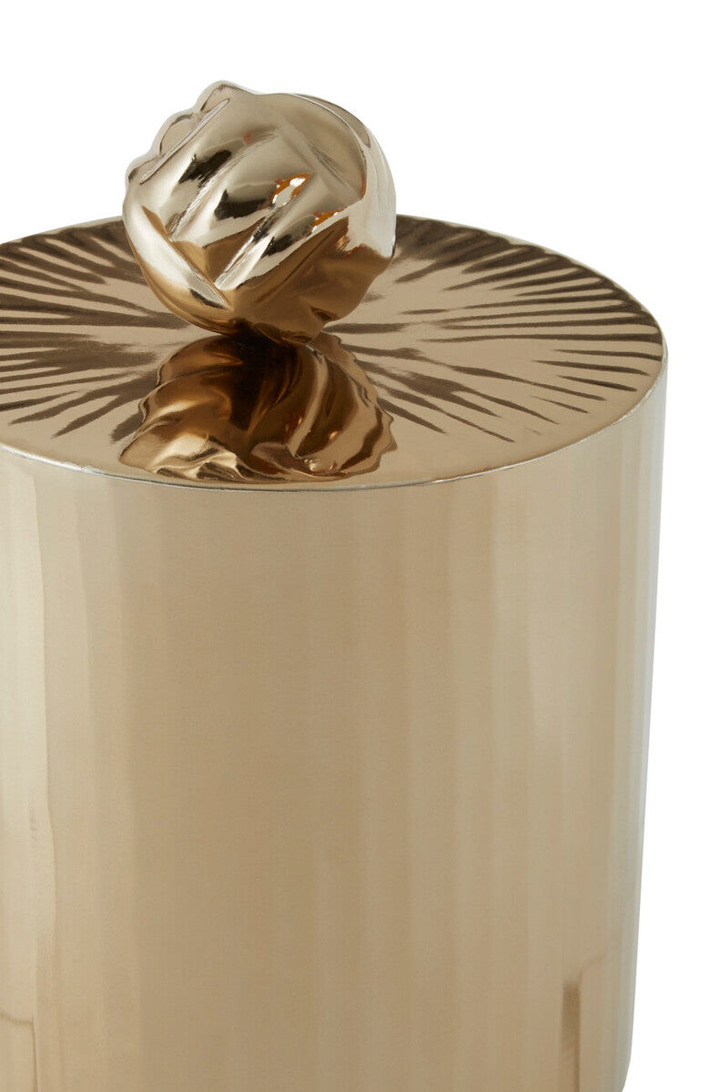 Gold Metal Small Trinket Box with Vertical Texture