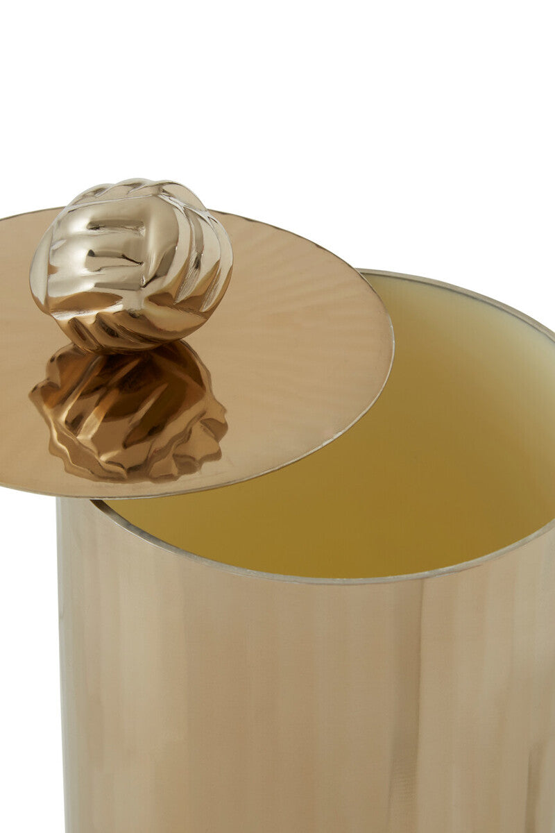 Gold Metal Small Trinket Box with Vertical Texture