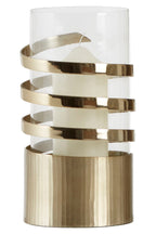 Gold Metal and Glass Large Hurricane Candle Holder with Spiral Design