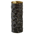 Textured Black and Gold Large Metal Vase