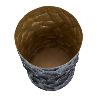 Black and Gold Finish Metal Small Vase