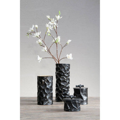 Black and Gold Finish Metal Small Vase