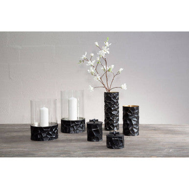 Black and Gold Large Hurricane Candle Holder
