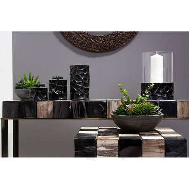 Black and Gold Large Hurricane Candle Holder