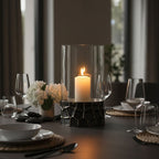 Black and Gold Large Hurricane Candle Holder