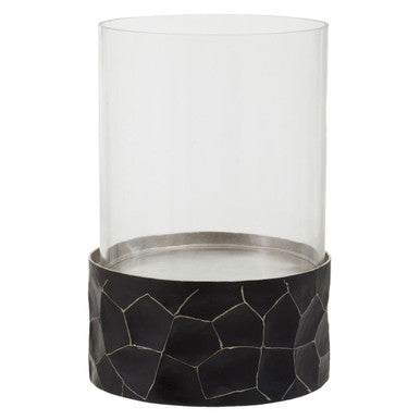 Black and Gold Small Hurricane Candle Holder