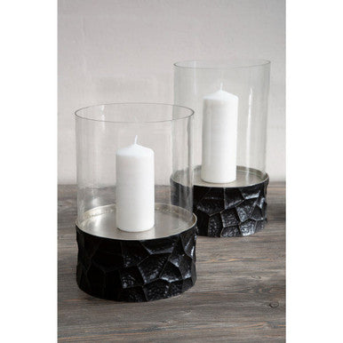 Black and Gold Small Hurricane Candle Holder