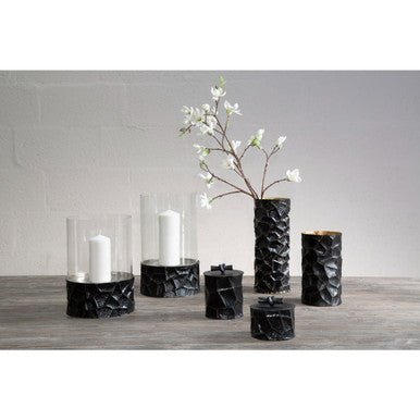 Black and Gold Small Hurricane Candle Holder