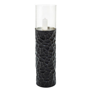 Black and Gold Finish Large Floor Standing Hurricane Candle Holder