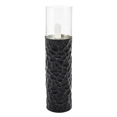 Black and Gold Finish Large Floor Standing Hurricane Candle Holder