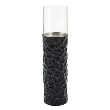 Black and Gold Finish Large Floor Standing Hurricane Candle Holder