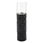 Black and Gold Finish Large Floor Standing Hurricane Candle Holder