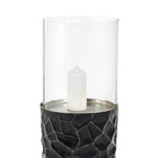 Black and Gold Finish Large Floor Standing Hurricane Candle Holder