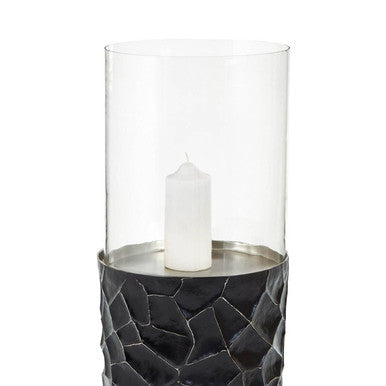 Black and Gold Finish Large Floor Standing Hurricane Candle Holder