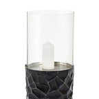 Black and Gold Finish Large Floor Standing Hurricane Candle Holder