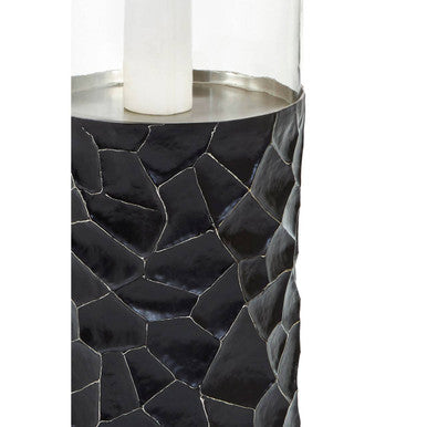 Black and Gold Finish Large Floor Standing Hurricane Candle Holder