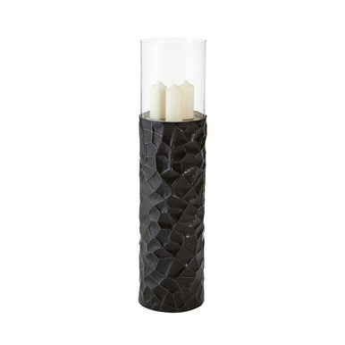 Black and Gold Finish Small Floor Standing Hurricane Candle Holder
