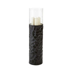 Black and Gold Finish Small Floor Standing Hurricane Candle Holder