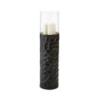 Black and Gold Finish Small Floor Standing Hurricane Candle Holder