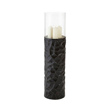 Black and Gold Finish Small Floor Standing Hurricane Candle Holder