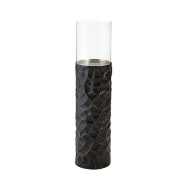 Black and Gold Finish Small Floor Standing Hurricane Candle Holder