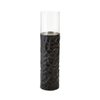 Black and Gold Finish Small Floor Standing Hurricane Candle Holder