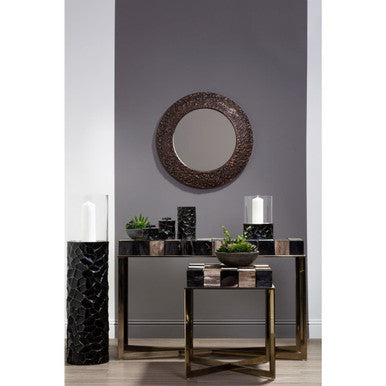 Black and Gold Finish Small Floor Standing Hurricane Candle Holder