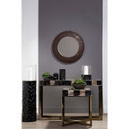 Black and Gold Finish Small Floor Standing Hurricane Candle Holder