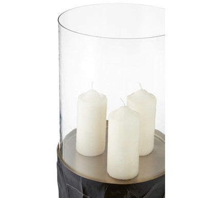 Black and Gold Finish Small Floor Standing Hurricane Candle Holder