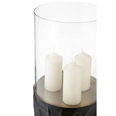 Black and Gold Finish Small Floor Standing Hurricane Candle Holder