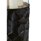 Black and Gold Finish Small Floor Standing Hurricane Candle Holder