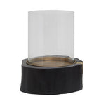 Black Acacia and Gold Small Hurricane Candle Holder