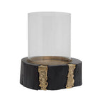 Black Acacia and Gold Small Hurricane Candle Holder