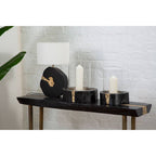 Black Acacia and Gold Small Hurricane Candle Holder