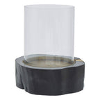 Wood and Gold Large Hurricane Candle Holder