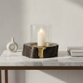 Wood and Gold Large Hurricane Candle Holder