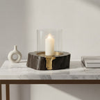 Wood and Gold Large Hurricane Candle Holder
