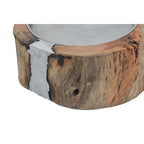 Natural Acacia Wood Small Hurricane Candle Holder with Glass Insert