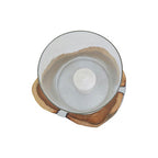 Natural Acacia Wood Large Hurricane Candle Holder with Glass Insert
