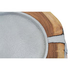 Natural Acacia Wood Large Hurricane Candle Holder with Glass Insert