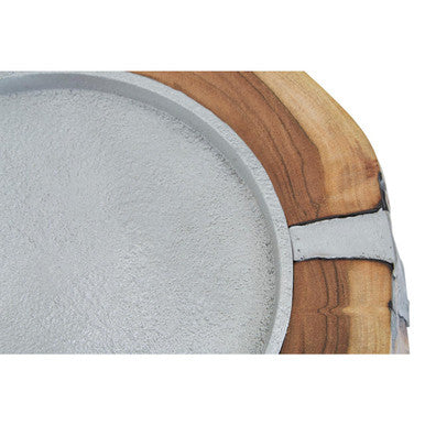 Natural Acacia Wood Large Hurricane Candle Holder with Glass Insert