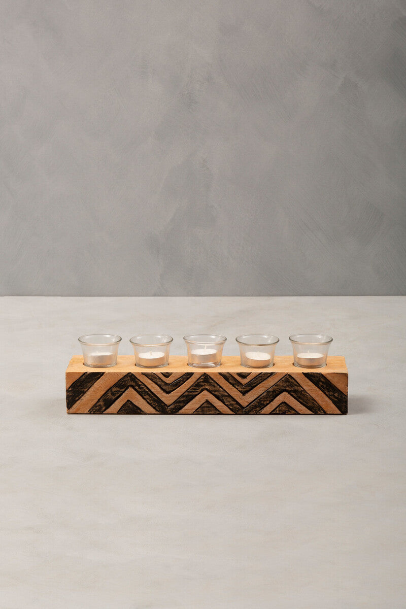 Tribal Wooden Tealight Holder